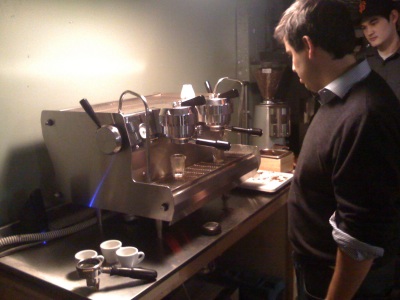 Richard in front of Espresso Machine