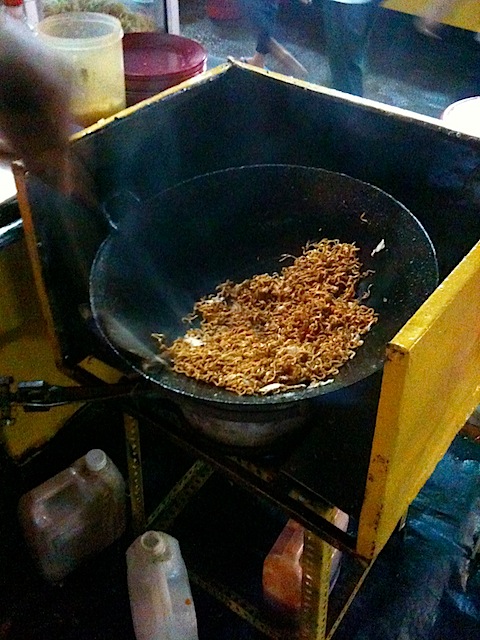My mee goreng being cooked