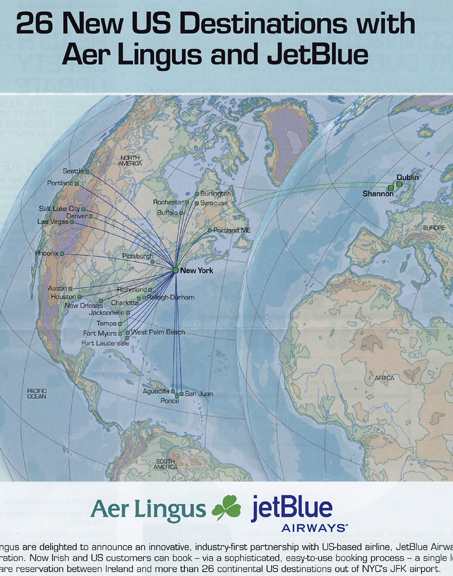 Aer Lingus Map incorrectly showing where they fly