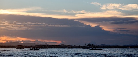 Semporna harbour at sunset