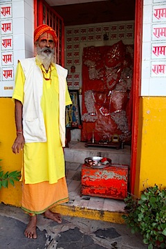 Priest & shrine at Mt. Abu