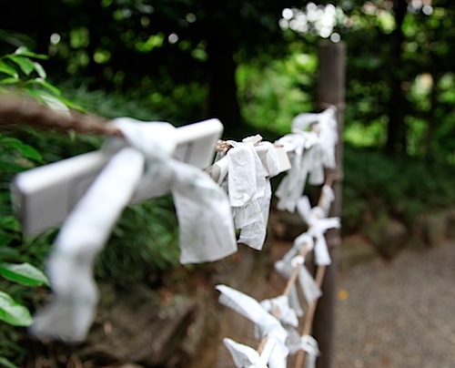 Wishes left at fox shrine