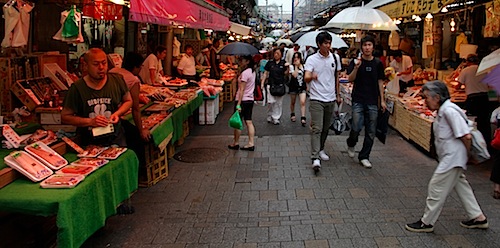 Fish vendors in Ameyoko arcade