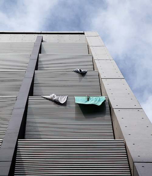 Modern buidling with laundry