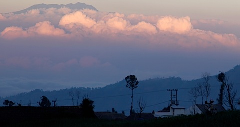 Lady Walking near Bromo at Sunset