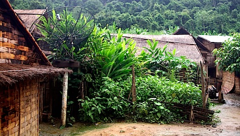 Hmong village with satellite dish