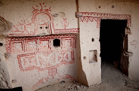 Drawing on Cave Dwellings Near Goreme Open-Air Museum