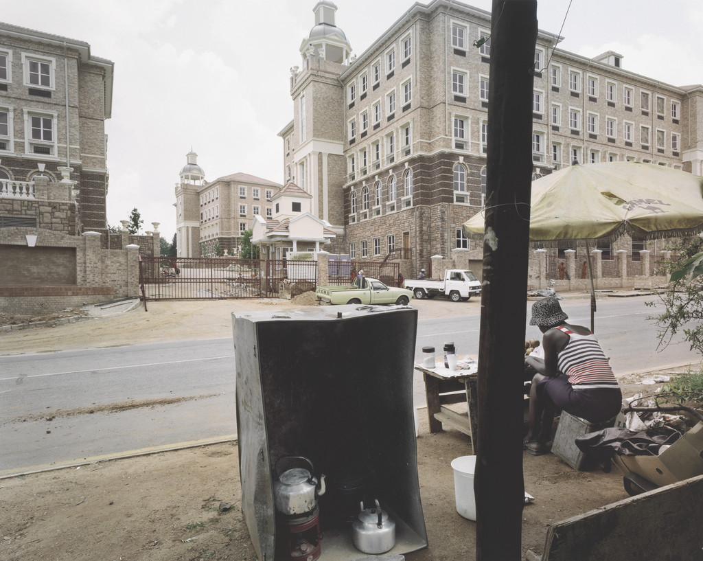 Street Trader Waiting to Sell Food to Construction Workers from 93 Grayston Office Park, Sandton