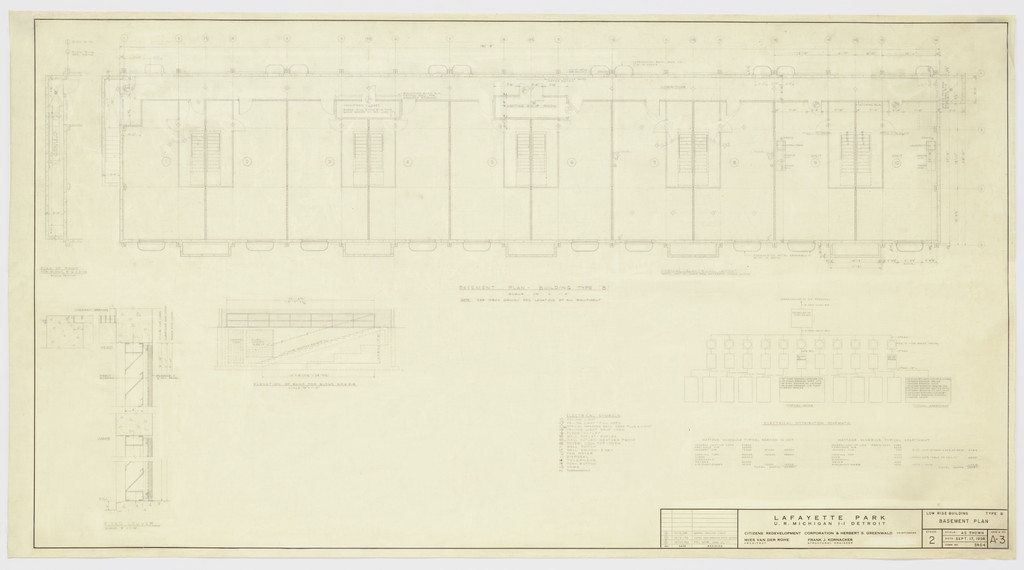 Pavilion Apartments and Town Houses, Lafayette Park, Detroit, MI, Plan (Low-rise building. Type B. Basement.)
