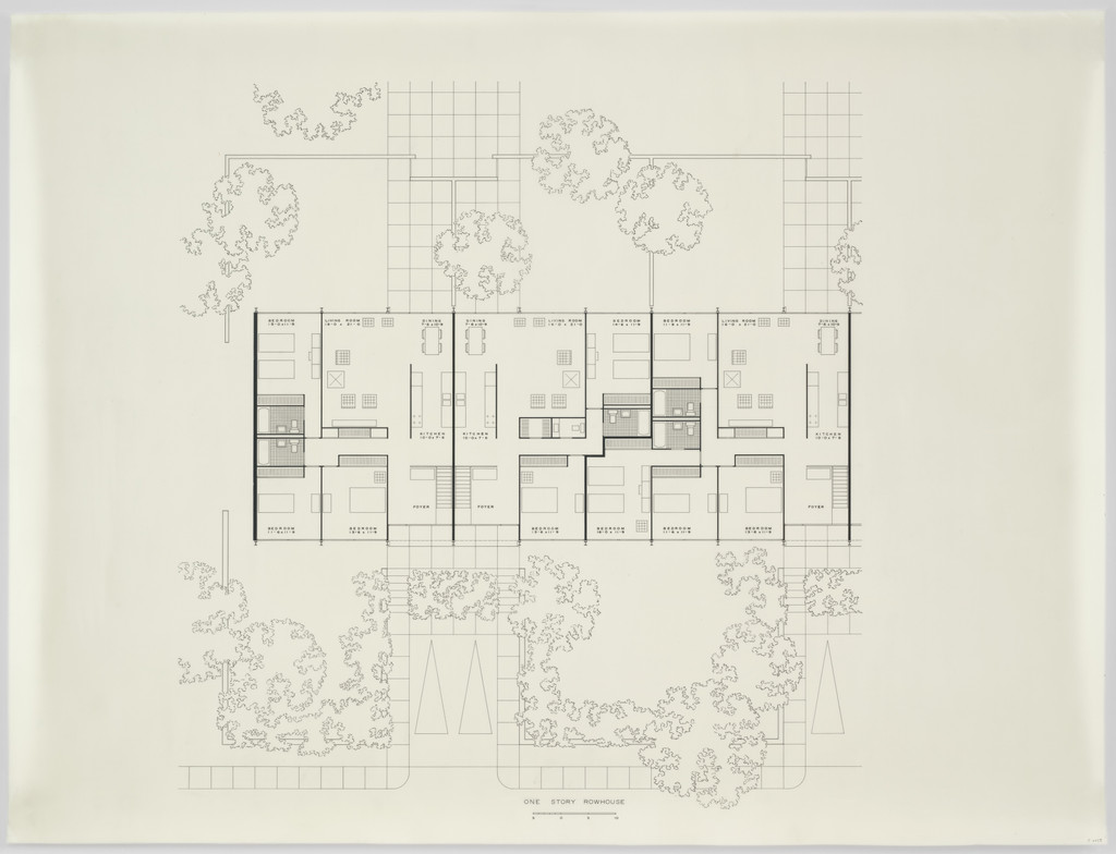 Pavilion Apartments and Town Houses, Lafayette Park, Detroit, MI, Plan (One Story Rowhouse.)