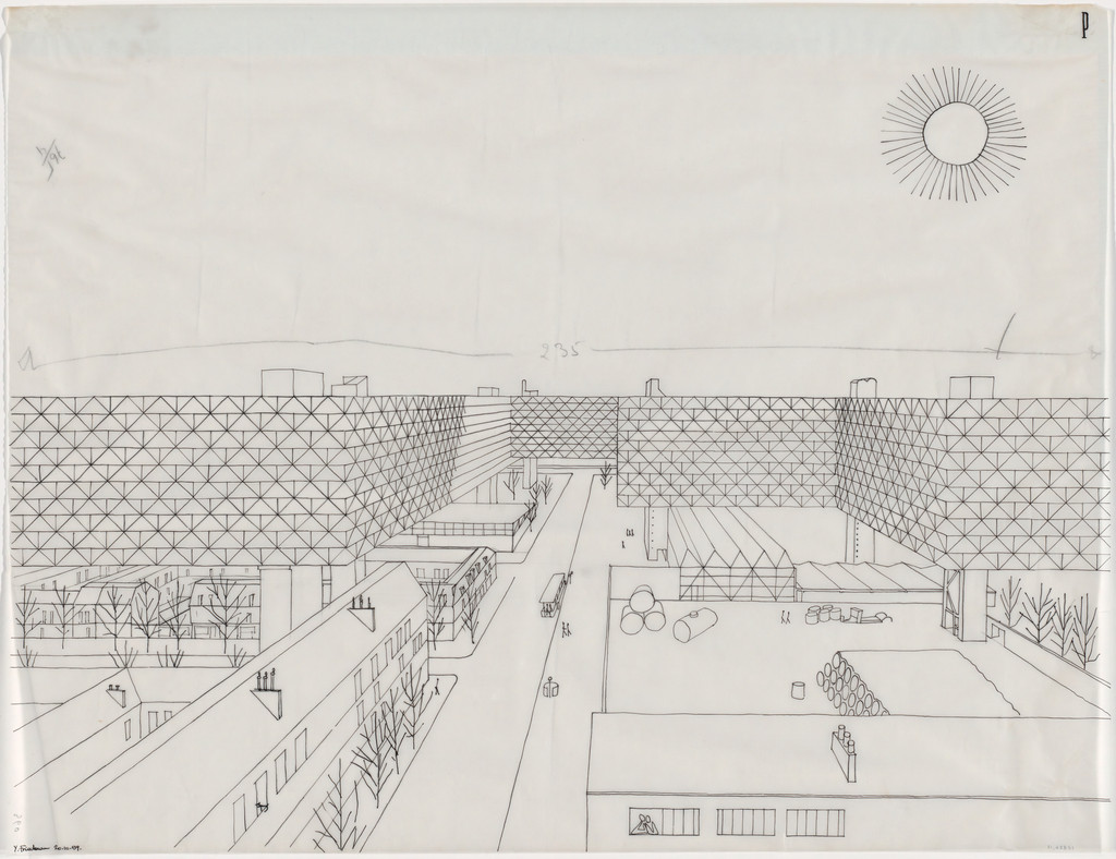 Spatial City, Elevated Blocks, project, Paris, France, Perspective
