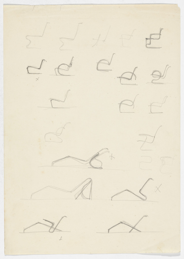Lounge Chair without Arms. Lounge Chair with Arms. Reclining Chair without Arms. Reclining Chair with Arms. (Elevation sketches)