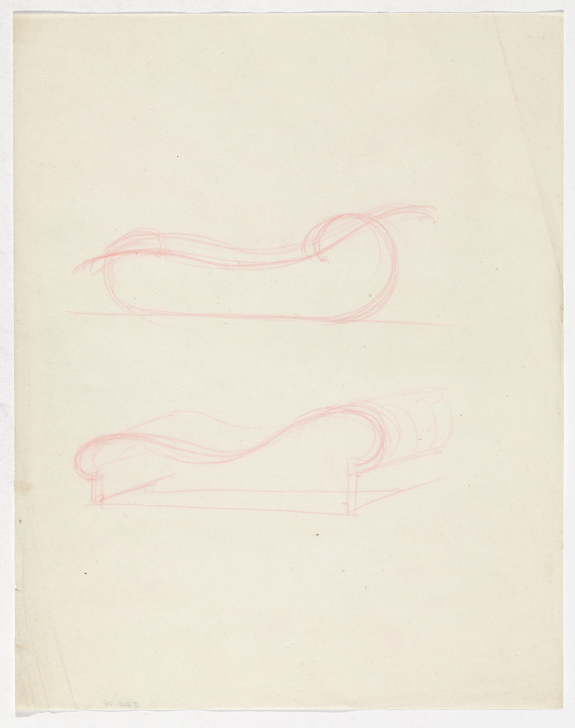 Couch (One elevation sketch, one perspective sketch)