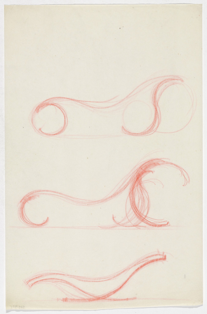 Reclining Chair without Arms (Three elevation sketches)