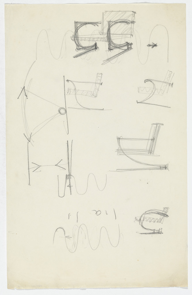 Chair with Arms. Unidentified sketches. (Elevation sketches)