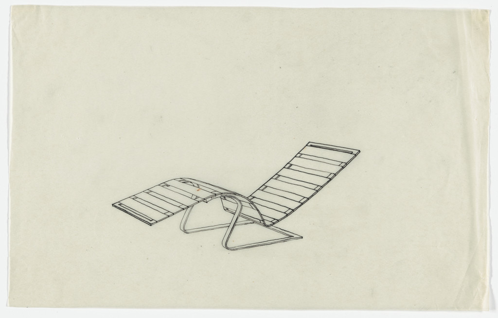 Reclining Chair without Arms (Perspective sketch)