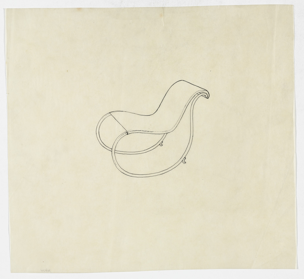 Lounge Chair with Rocker, without Arms (Perspective sketch)