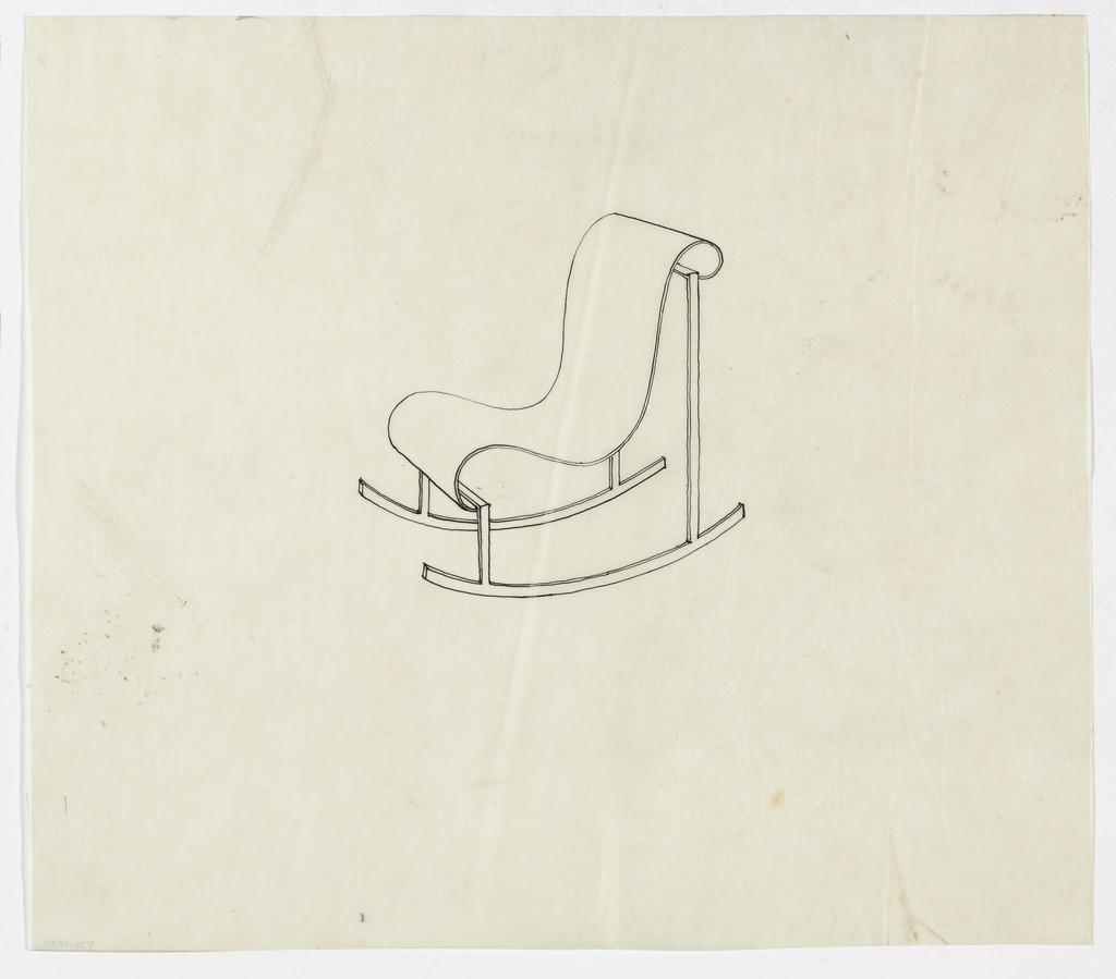 Lounge Chair with Rocker, without Arms (Perspective sketch)