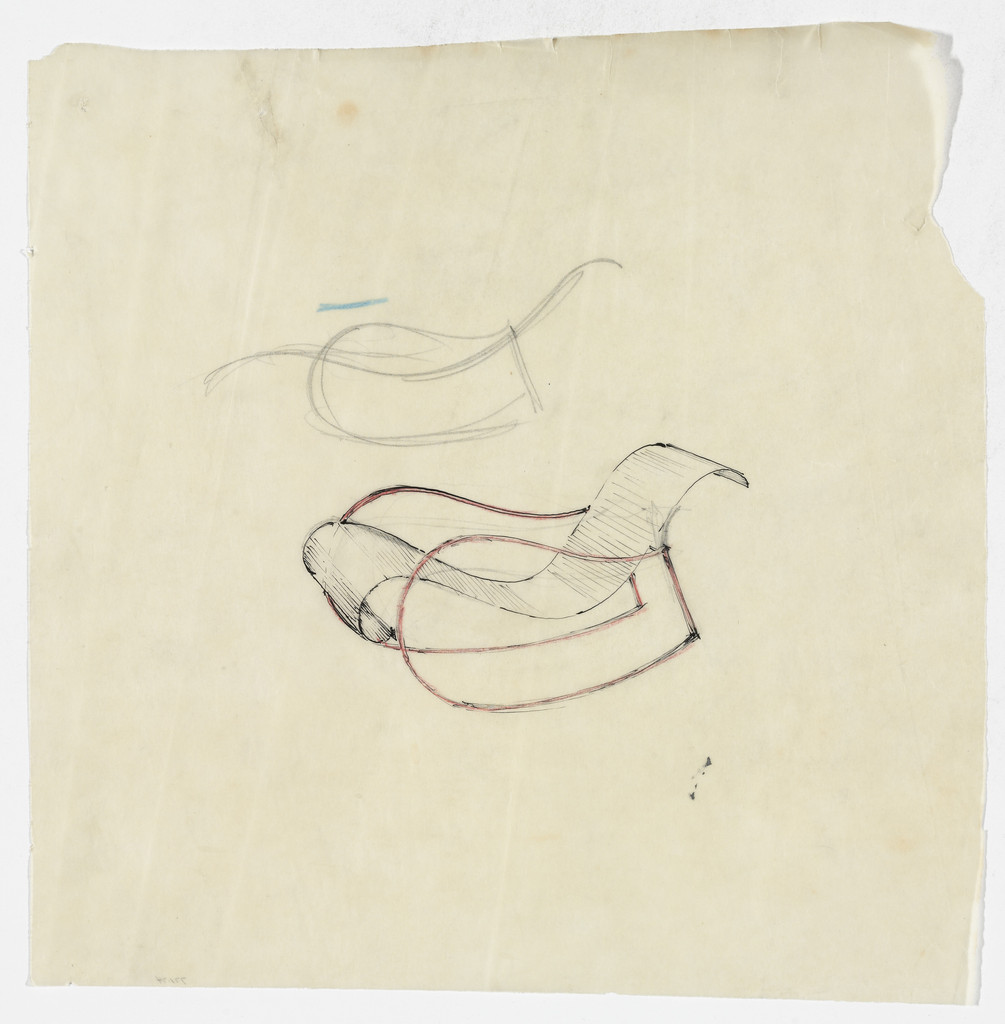 Reclining Chair with Rocker, with Arms (Perspective sketch)