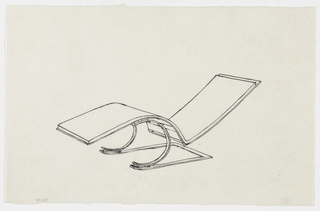 Reclining Chair without Arms (Perspective sketch)