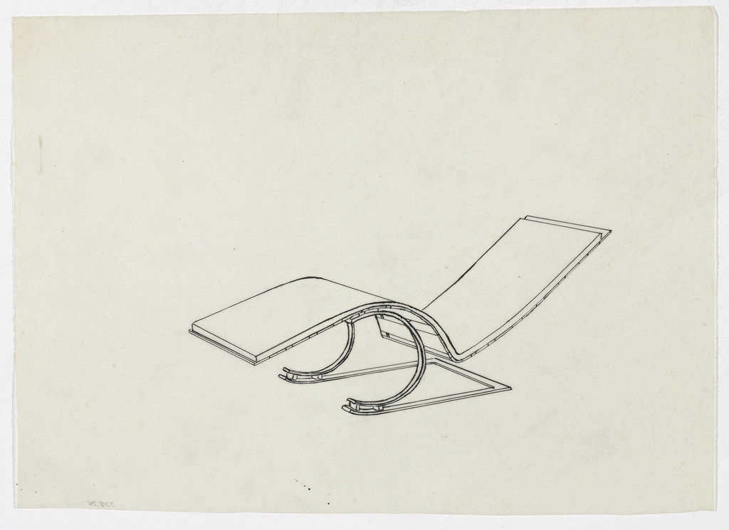 Reclining Chair without Arms (Perspective sketch)