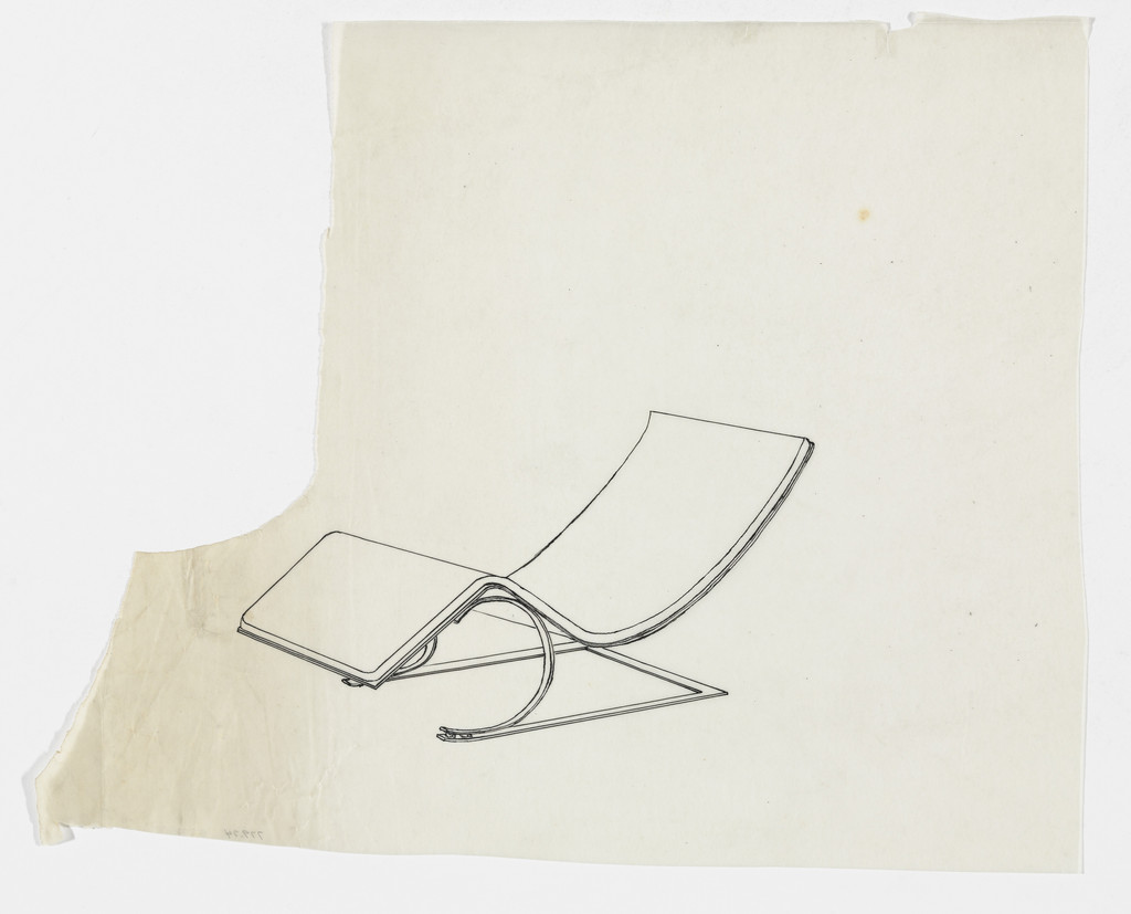 Reclining Chair without Arms (Perspective sketch)