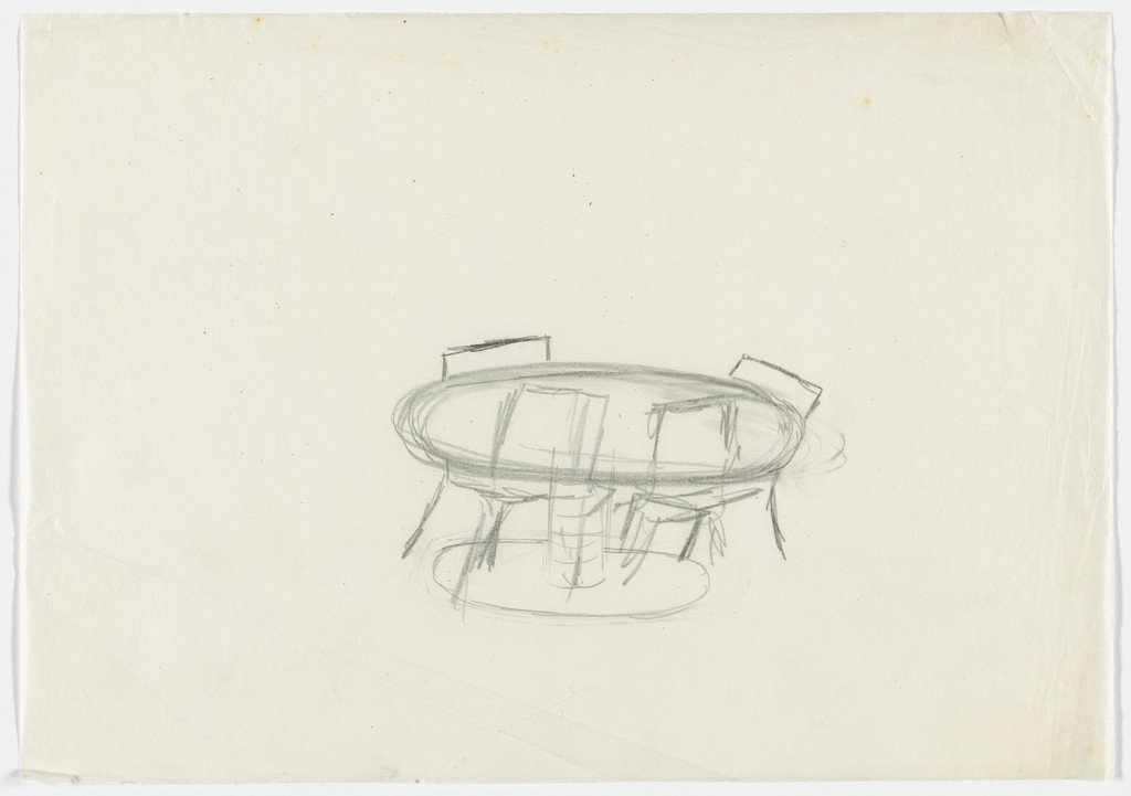 Round Table and Four Chairs (Perspective sketch)
