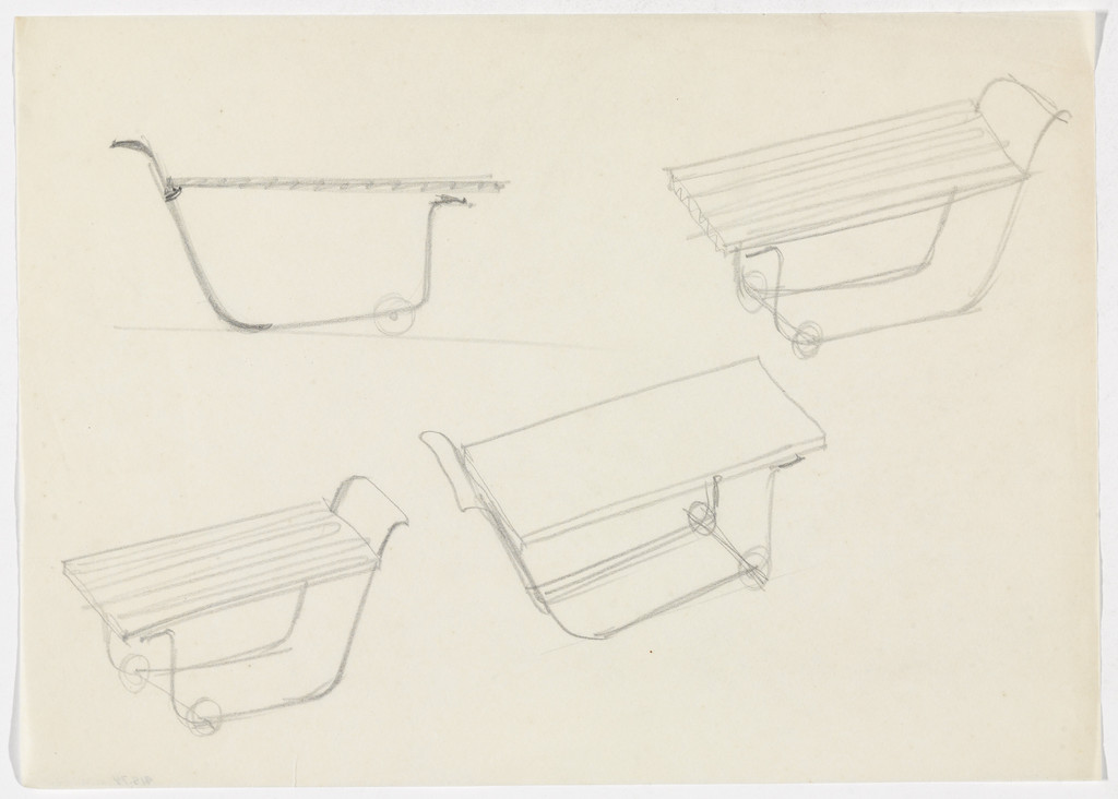 Serving Cart (Elevation sketch, perspective sketches)