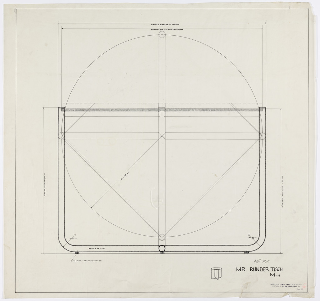 Round table (Plan, elevation, detail section.)