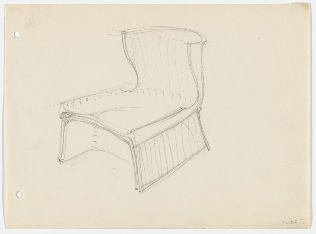Conchoidal Chair with Arms (Perspective sketch)