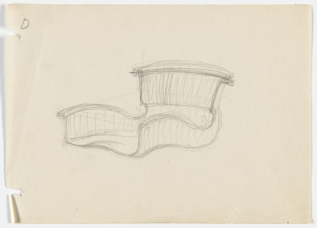 Conchoidal Chair with Arms (Perspective sketch)