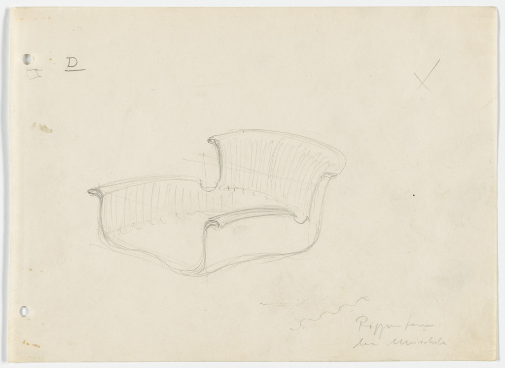 Conchoidal Chair with Arms (Perspective sketch)