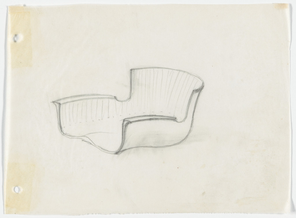 Conchoidal Chair with Arms (Perspective sketch)