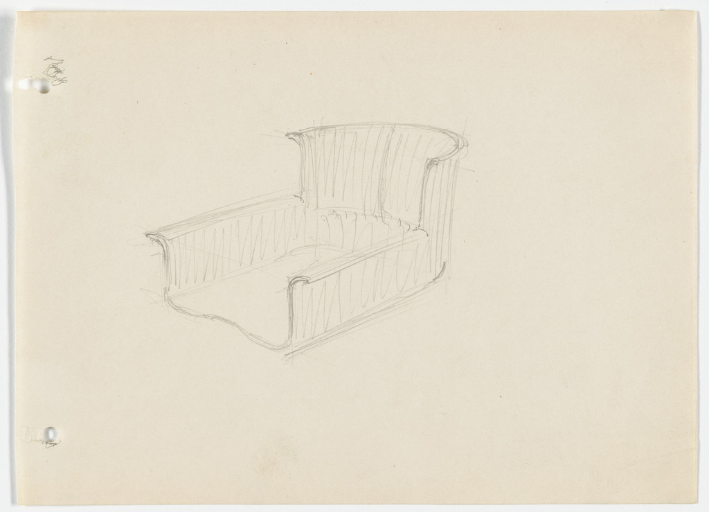 Conchoidal Chair with Arms (Perspective sketch)