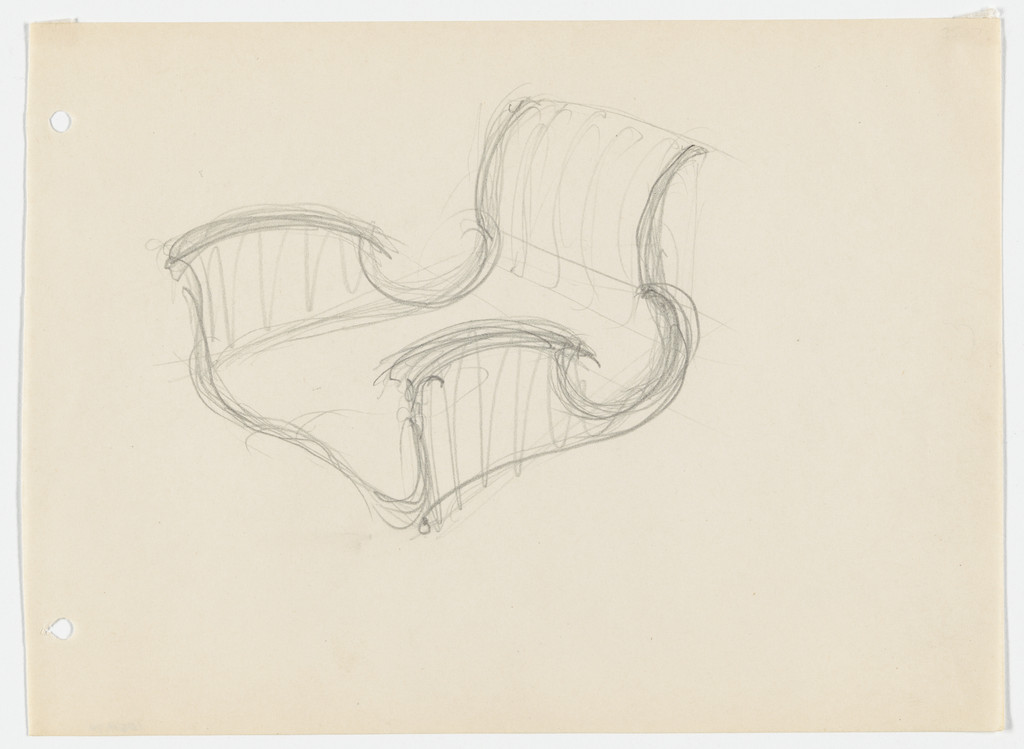 Conchoidal Chair with Arms (Perspective sketch)