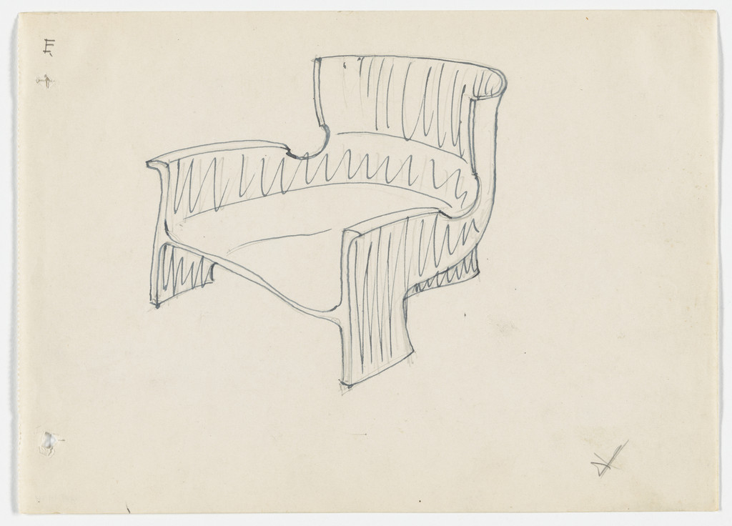 Conchoidal Chair with Arms (Perspective sketch)