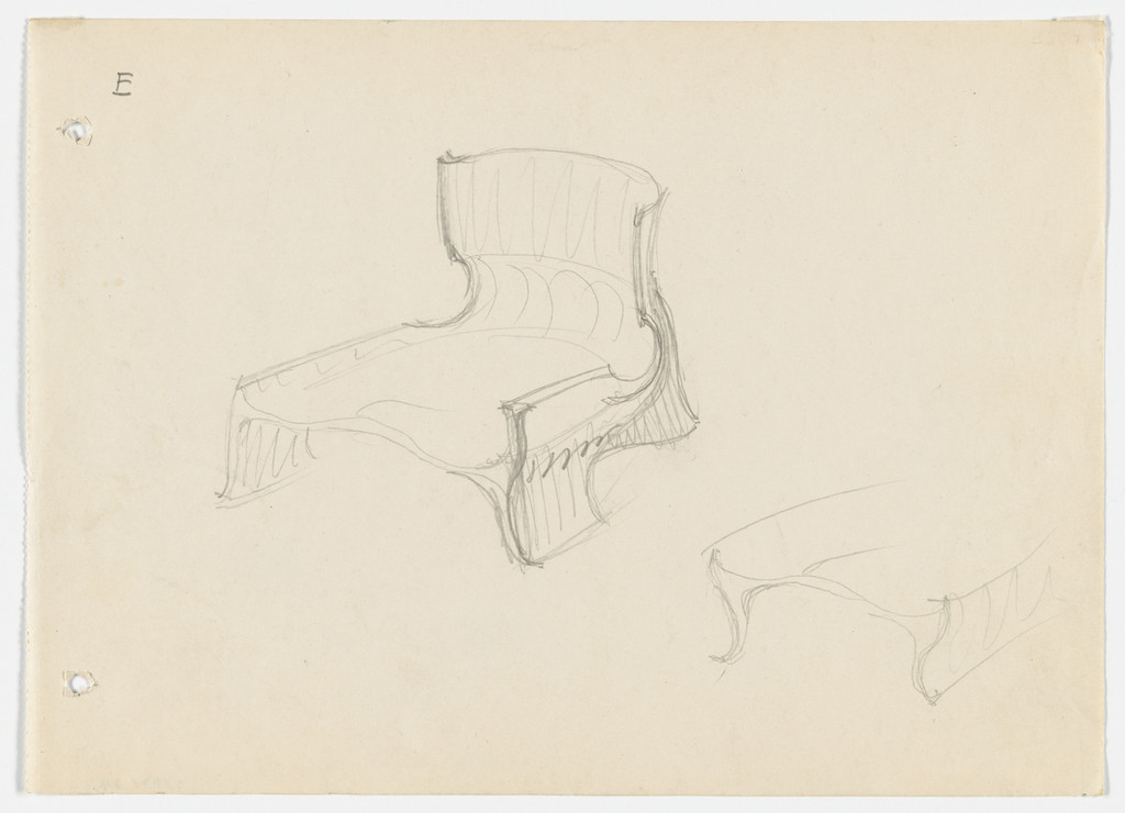Conchoidal Chair with Arms (Perspective sketches)