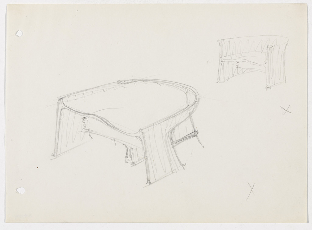 Conchoidal Chair with Arms. Seat. (Perspective sketches)