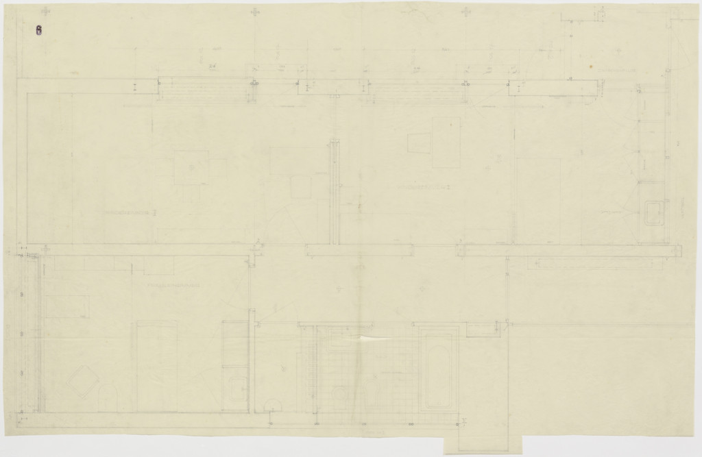 Tugendhat House, Brno, Czech Republic, Children's and governess's rooms. Plan.