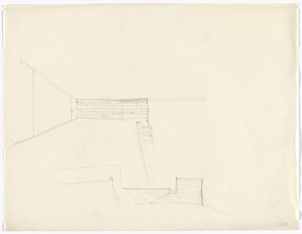 Mountain House Project, no intended site known (possibly Merano, South Tyrol, Italy) (Perspective sketch)