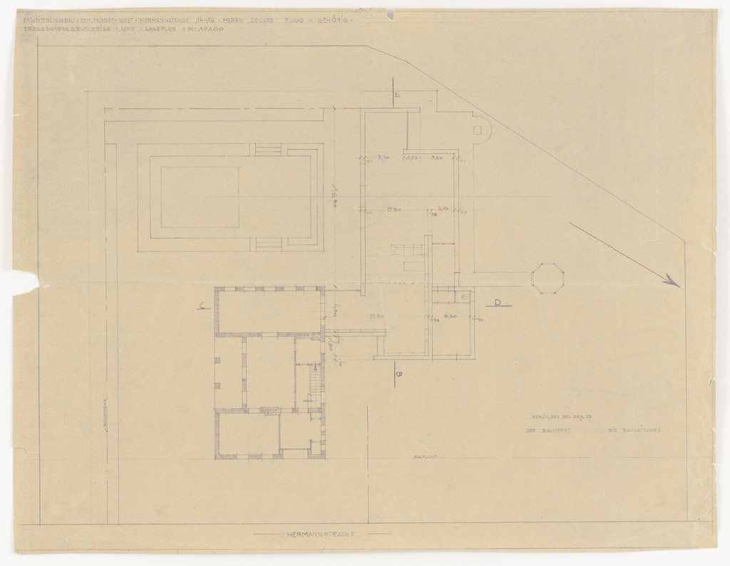 Fuchs Addition to Perls House, Berlin-Zehlendorf, Germany, Ground-floor plan