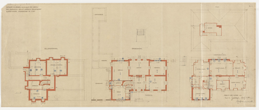 Werner House, Berlin-Zehlendorf, Germany, Four plans