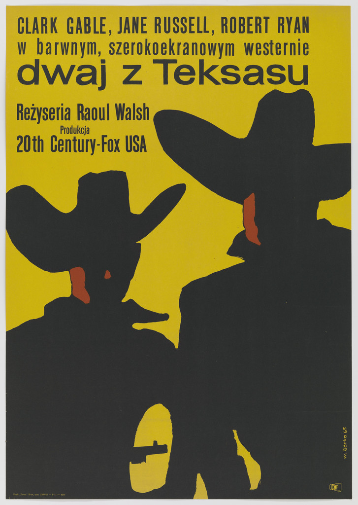 Dwaj z Teksasu (Two from Texas) (Poster for the Polish release of the 1955 film The Tall Men directed by Raoul Walsh, starring Clark Gable and Jane Russell)