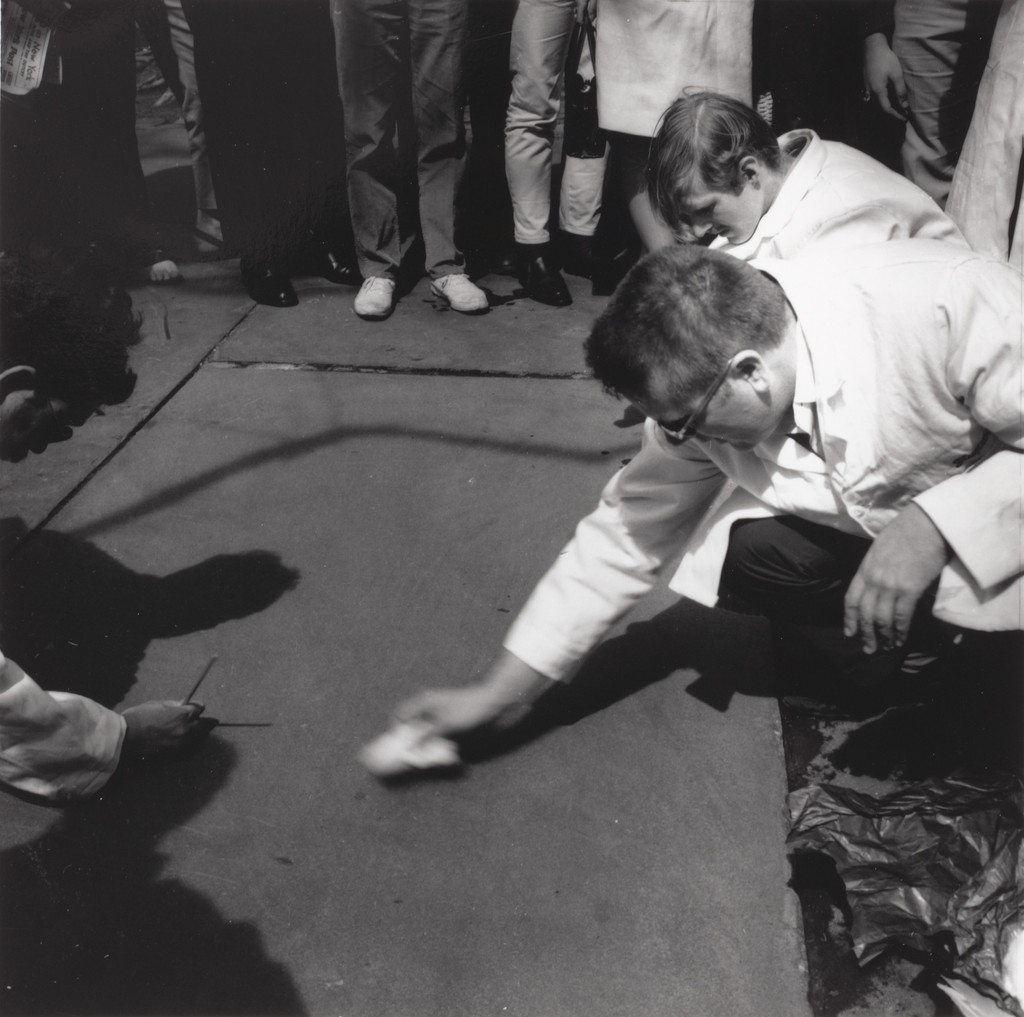 Street Cleaning Event (1964), performed during Fluxfest Presents Hi Red Center Street Cleaning Event, Grand Army Plaza, New York, June 11, 1966