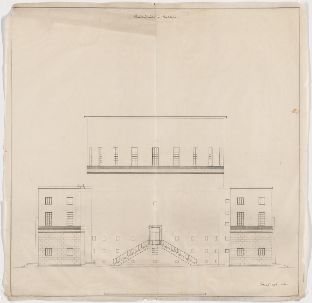 Public Library, Stockholm, Sweden, Elevation of west facade