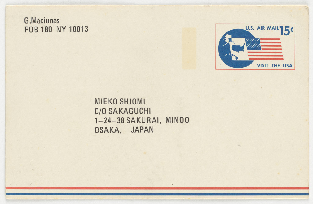 Postcard to Mieko Shiomi