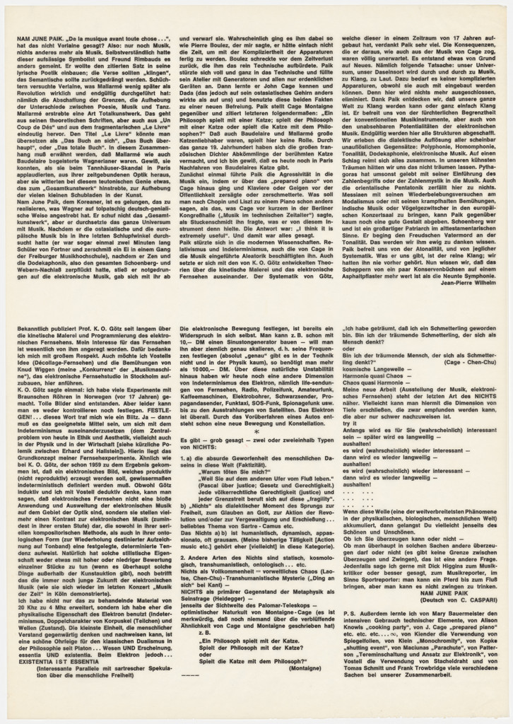 Poster for Exposition of Music – Electronic Television, Galerie Parnass, Wuppertal, March 11–20, 1963