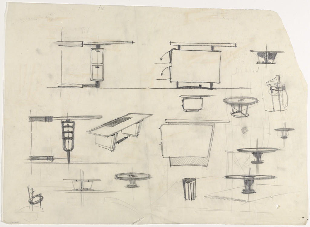 Sandoz Headquarters, Paris, France, Director's desk sketches