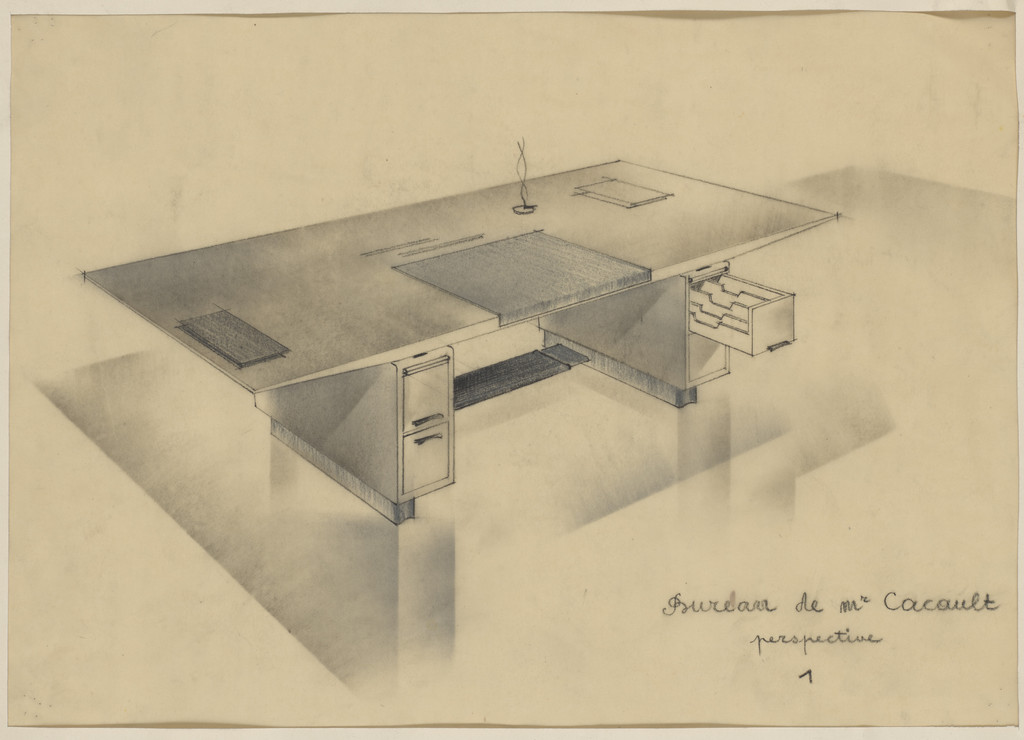 Sandoz Headquarters, Paris, France, Director's desk, perspective
