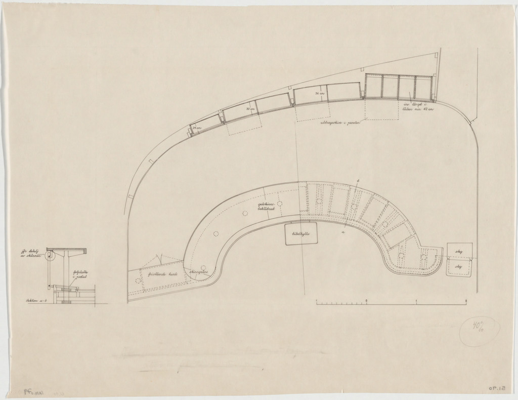 Law Courts Annex, Gothenburg, Sweden, Plan of courtroom and section of desk